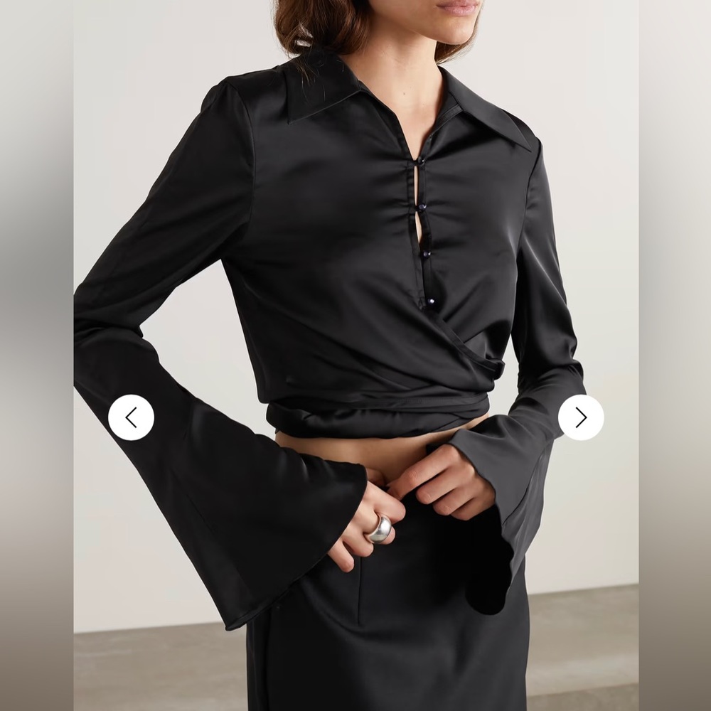 Acne Studios- Teba Wrap Front Satin Top FR38
